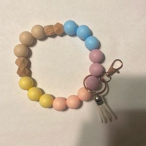 Wristlet Keychain Artisian Silicone Beaded Handcrafted